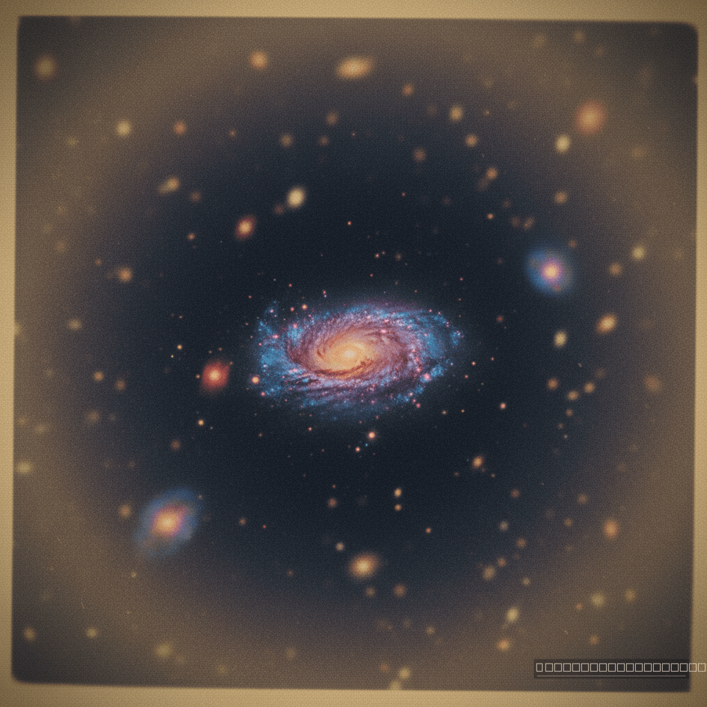 Detalhe de uma galáxia no Protocluster Loktak, observada pelo JWST. Sua morfologia revela a complexa interação entre a formação estelar ativa e o ambiente denso.