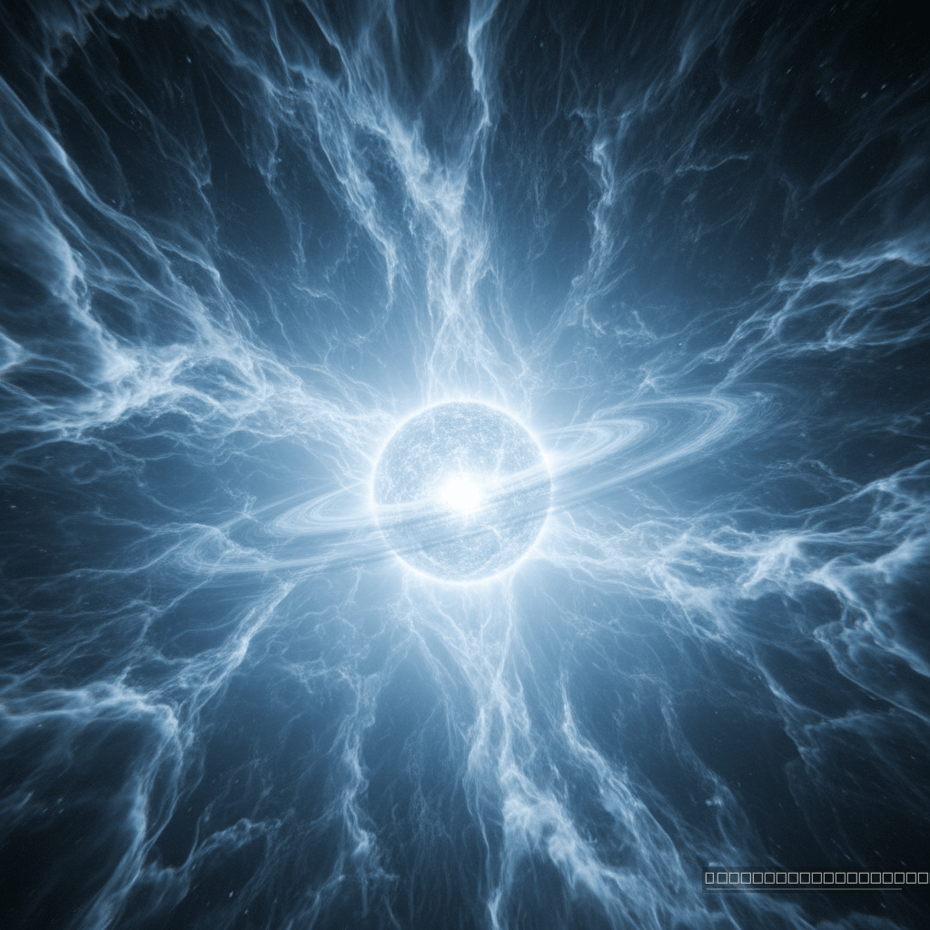 A gênese dos elementos: uma representação da formação de uma estrela primordial da População III, composta apenas de hidrogênio e hélio, as fornalhas nucleares que iniciaram o enriquecimento químico do universo.