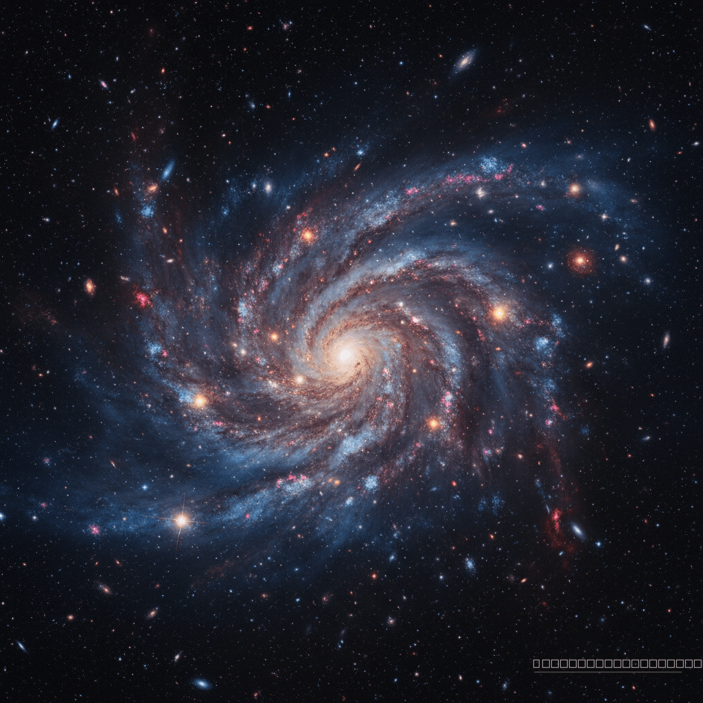 LAP1-B: Um vislumbre do universo primordial. A luz da galáxia mais primitiva, amplificada pela lente gravitacional do aglomerado MACS J0416, revela os primeiros passos da alquimia cósmica, capturada pelo Telescópio Espacial James Webb.
